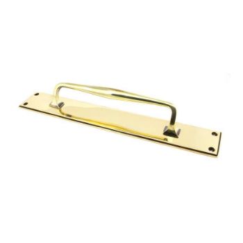 Aged Brass Art Deco Pull Handle on a Backplate - 45379 