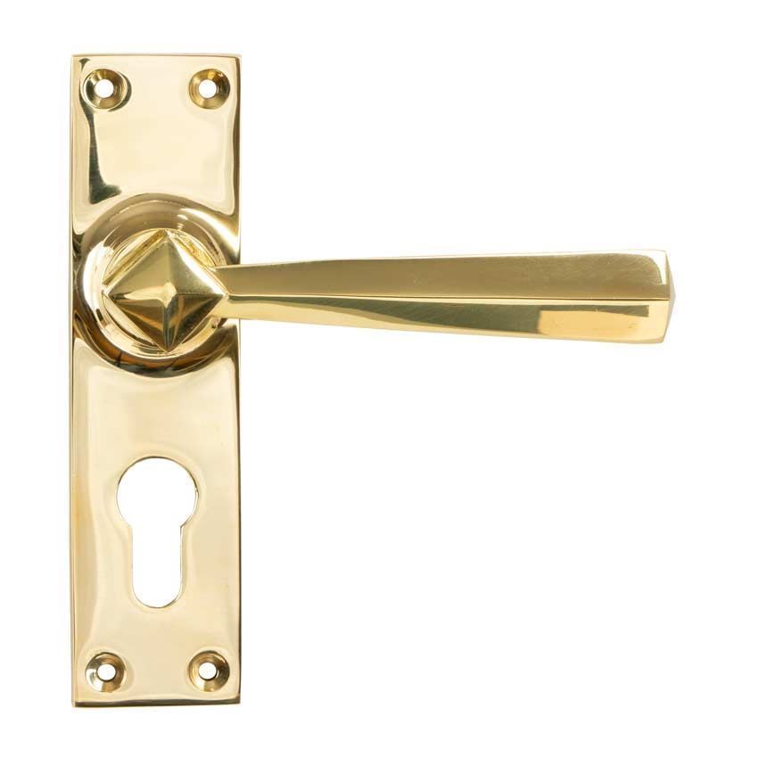 Straight Lever Euro Profile Handle in Polished Brass - 45761