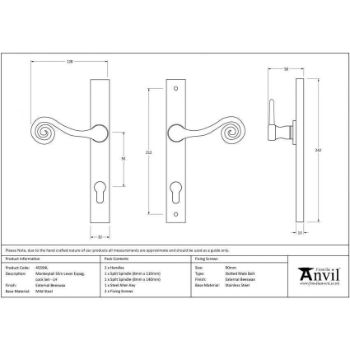 External Beeswax Monkeytail Slim. Lever Espag. Lock Set - LH - 45594L