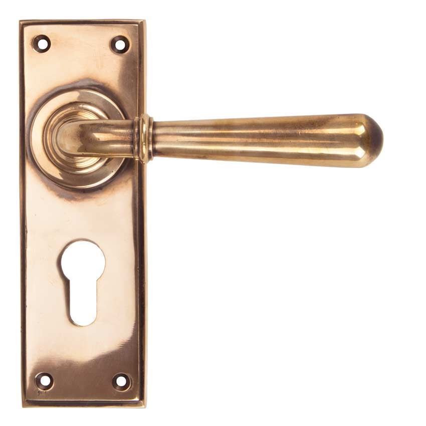 Polished Bronze Newbury Euro-Cylider Locking Handles - Polished Bronze - 91922