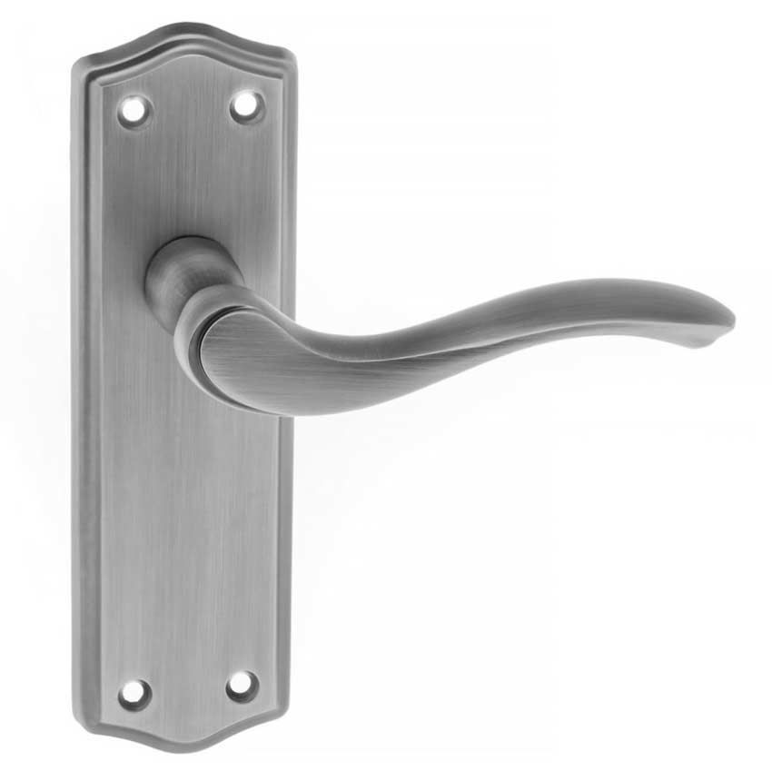 Old English Warwick Latch Lever on a Backplate - Matt Gun Metal