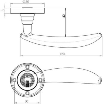 Reguitti Stylo Door Handle on a Rose- Satin Chrome- JV450SC 