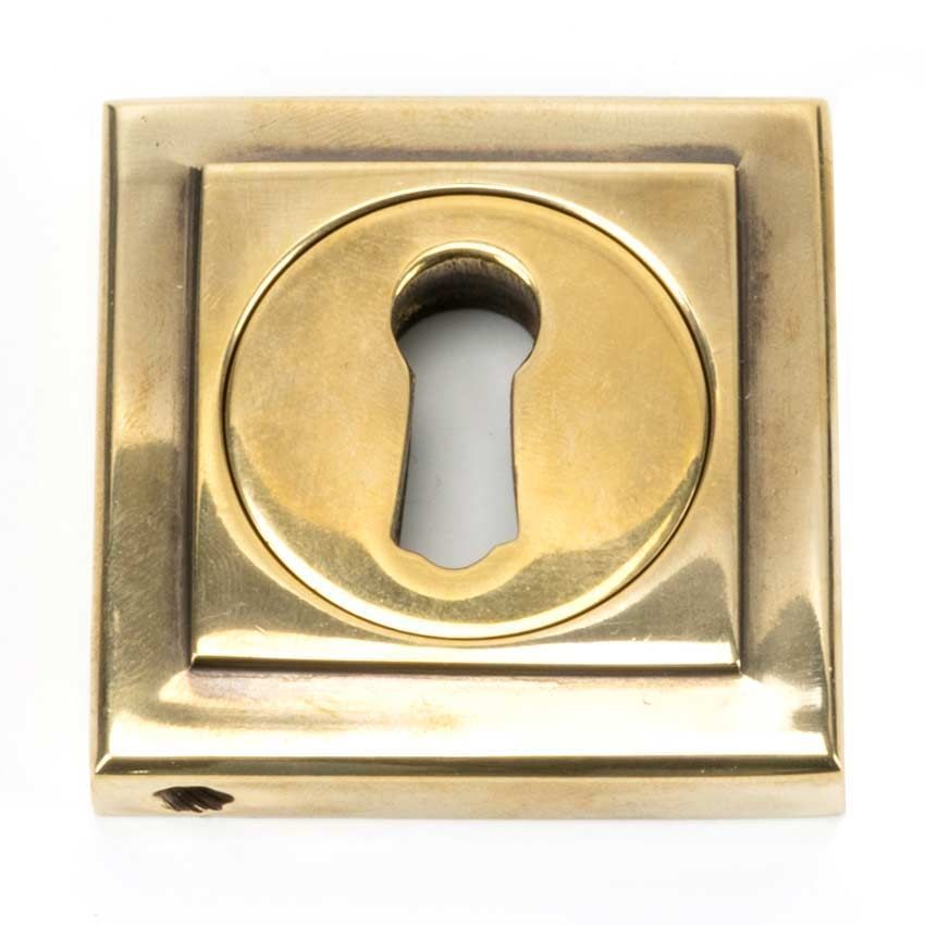 Aged Brass Square Escutcheon - 45686