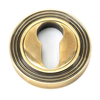Aged Brass Round Beehive Euro Escutcheon - 45709 Aged Brass Round Beehive Euro Escutcheon - 45709