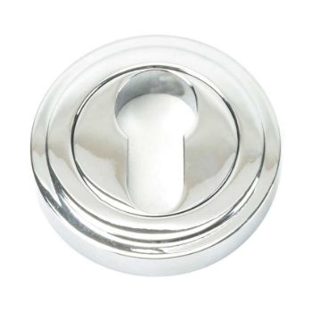 Polished Chrome Round Art Deco Euro Escutcheon - 45712 Polished Chrome Round Art Deco Euro Escutcheon - 45712