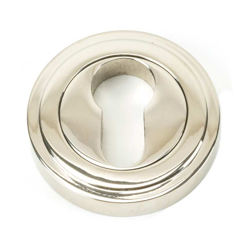 Polished Nickel Round Art Deco Euro Escutcheon - 45716 