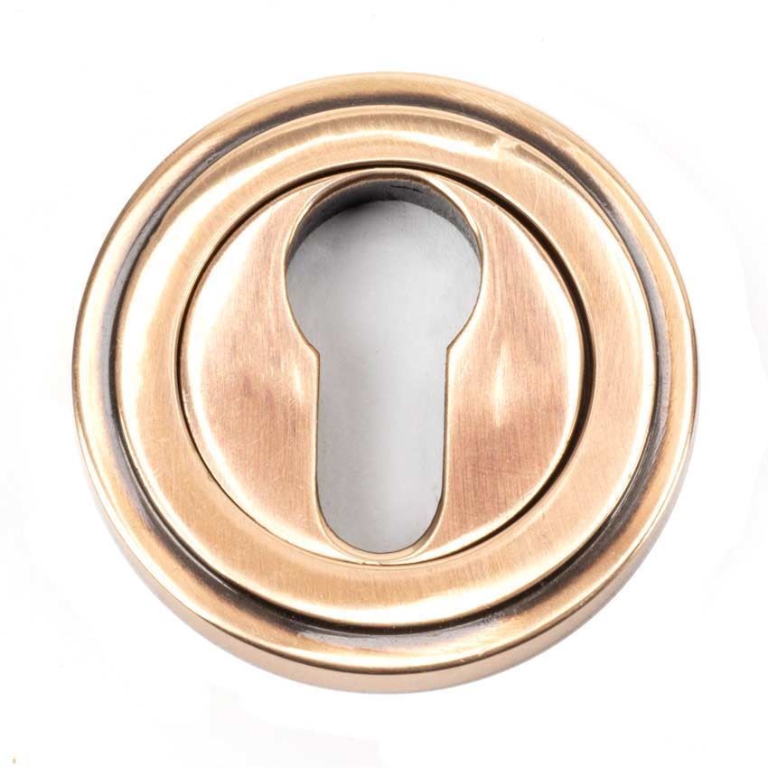 Polished Bronze Round Art Deco Euro Escutcheon - 46126 