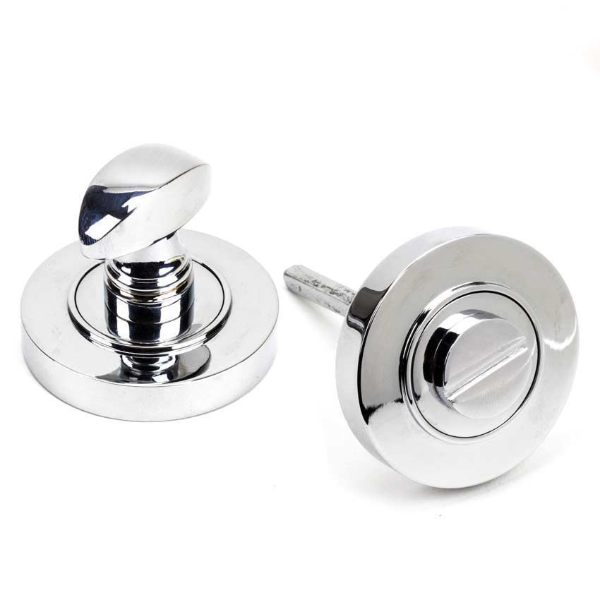 Polished chrome Round Thumbturn on a Plain Round Rose - From the Anvil - 45735