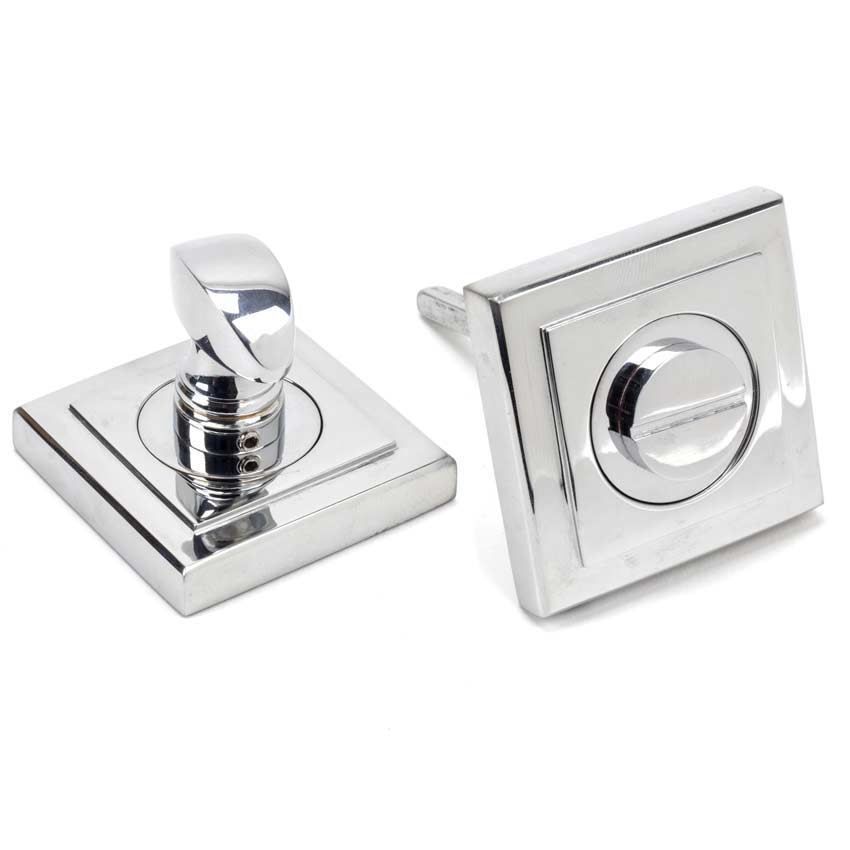 Polished Chrome Round Thumbturn on a Square Rose - From the Anvil - 45738 