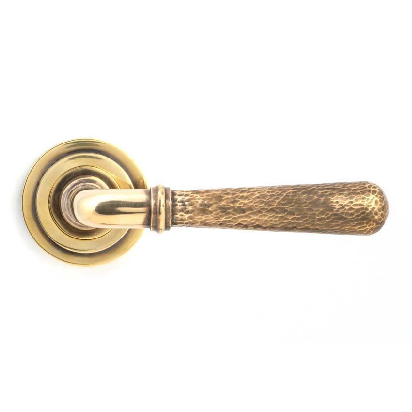 Aged Brass Hammered Newbury Lever on an Art Deco Rose - 46070 