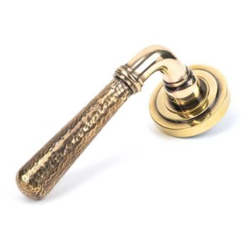 Aged Brass Hammered Newbury Lever on an Art Deco Rose - 46070 