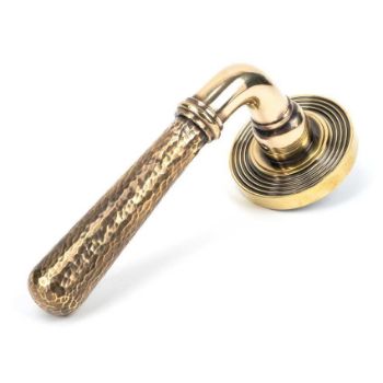 Aged Brass Hammered Newbury Lever on a Beehive Rose - 46071