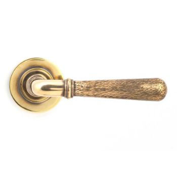 Aged Brass Hammered Newbury Lever on a Plain Rose - 46069