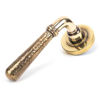Aged Brass Hammered Newbury Lever on a Plain Rose - 46069