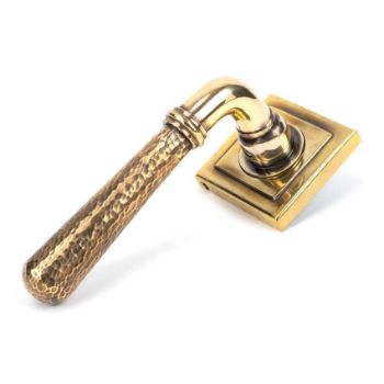 Aged Brass Hammered Newbury Lever on a Square Rose - 46072