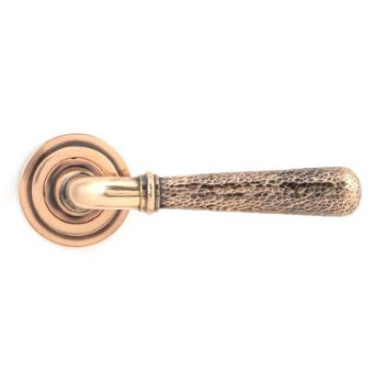 Polished Bronze Hammered Newbury Lever on an Art Deco Rose - 46086