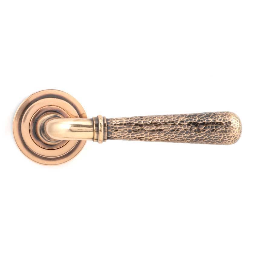 Polished Bronze Hammered Newbury Lever on an Art Deco Rose - 46086