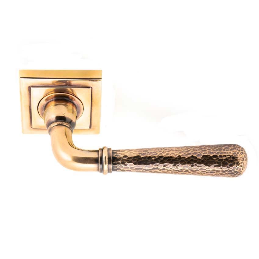 Polished Bronze Hammered Newbury Lever on a Square Rose - 46088 