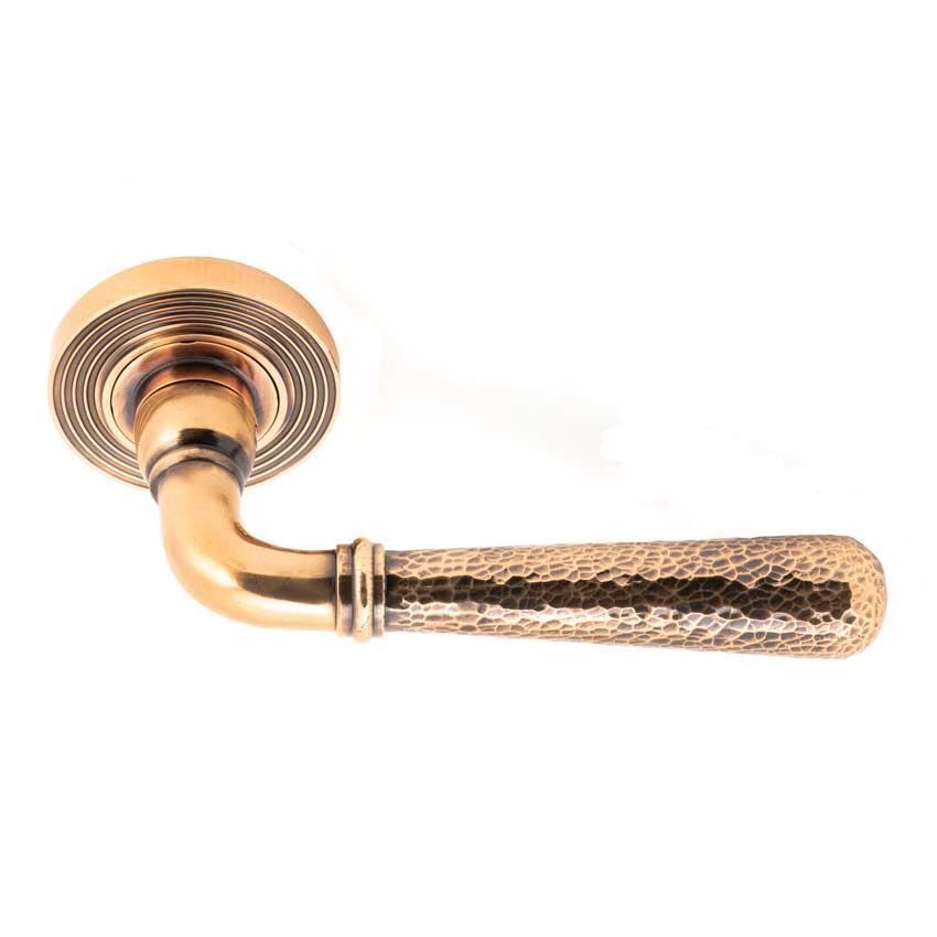 Polished Bronze Hammered Newbury Lever on a Beehive Rose - 46087 