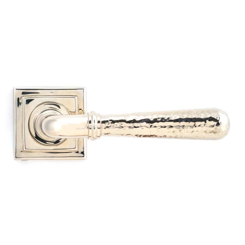 Polished Nickel Hammered Newbury Lever on a Square Rose - 46080