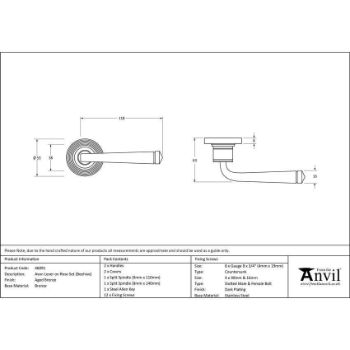 Aged Bronze Avon Round Lever on a Beehive Rose - 46091