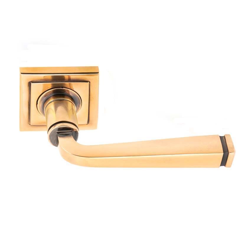 Polished Bronze Avon Round Lever on a Square Rose - 46096