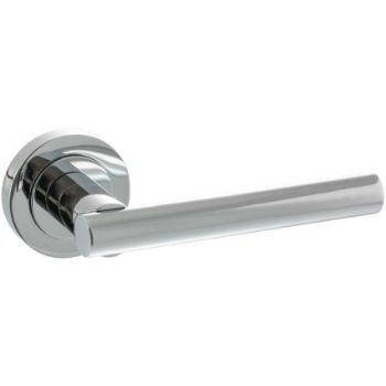 Status Nebraska Lever on a Round Rose in Polished Chrome - S28RPC Status Nebraska Lever on a Round Rose in Polished Chrome - S28RPC