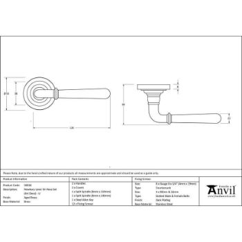 Aged Brass Newbury Lever on an Art Deco Rose (Unsprung) - 50018