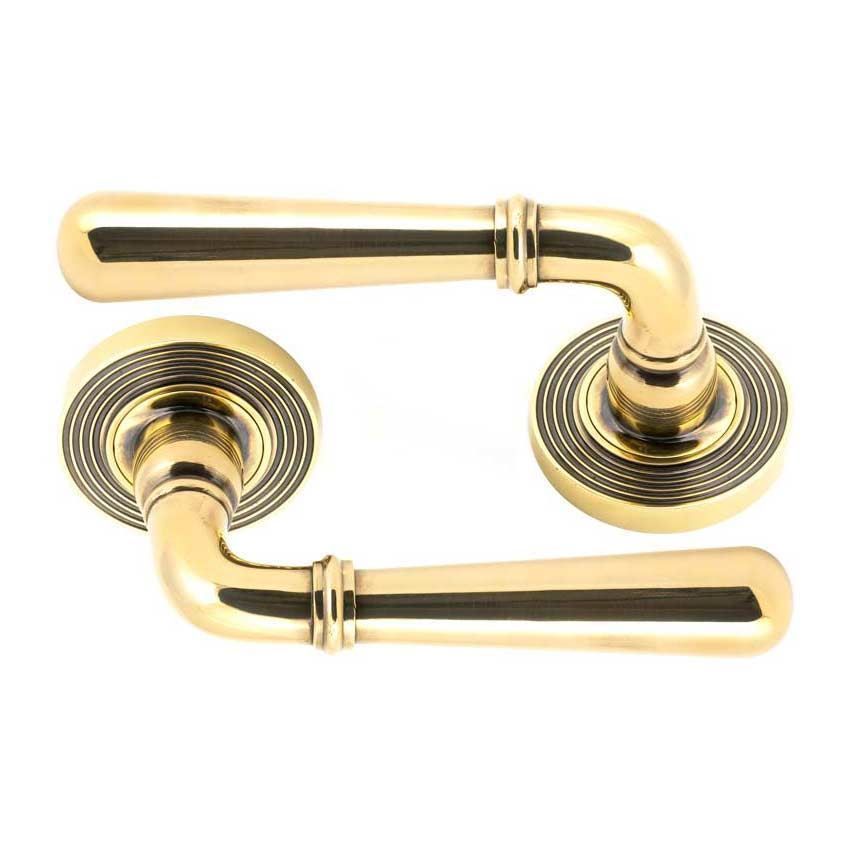 Aged Brass Newbury Lever on a Beehive Rose (Unsprung) - 50019