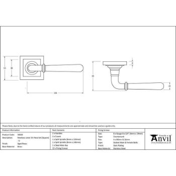 Aged Brass Newbury Lever on a Square Rose (Unsprung) - 50020 