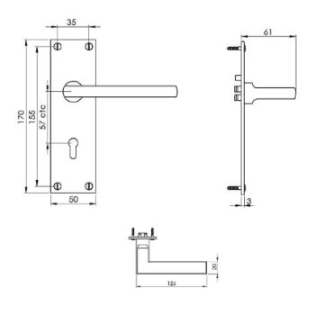 Trident Lock Handle on a Backplate - TRI1300SN