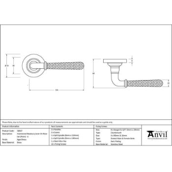 Aged Brass Hammered Newbury Lever on a Plain Rose (Unsprung) - 50037 