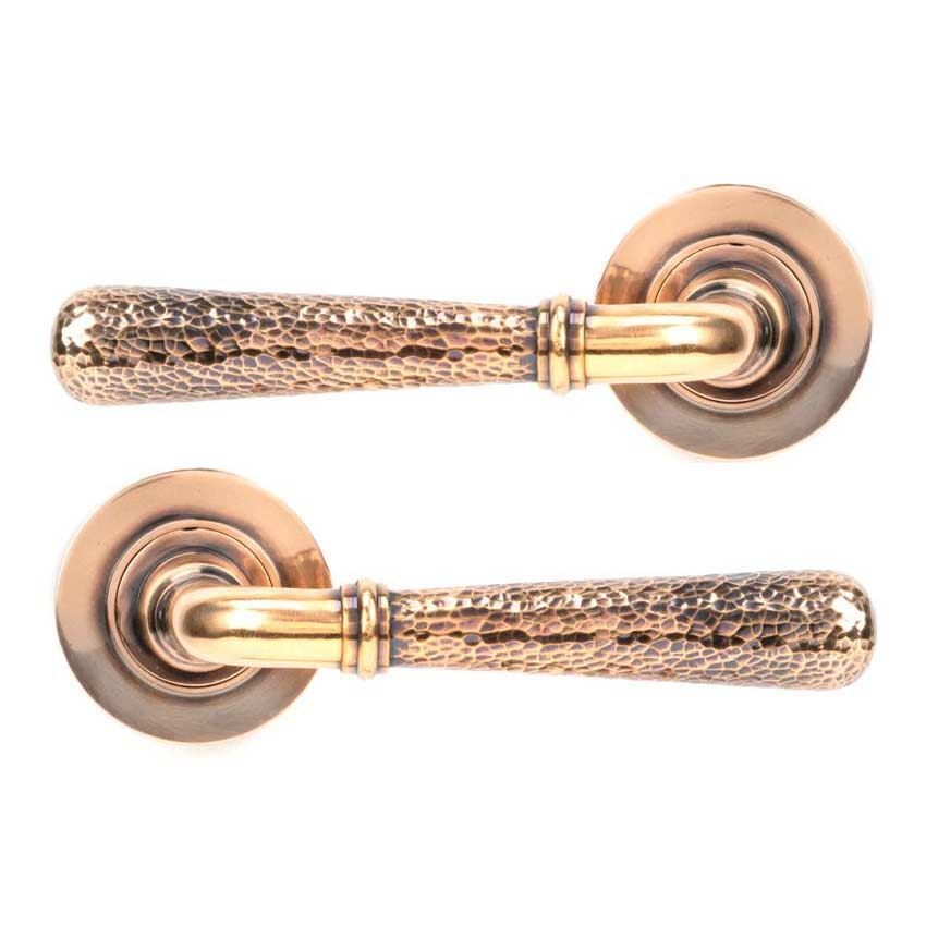 Polished Bronze Hammered Newbury Lever on a Plain Rose (Unsprung) - 50053