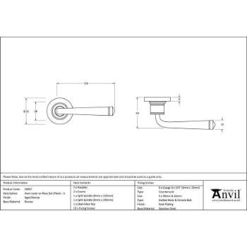 Polished Bronze Avon Round Lever on a Plain Rose (Unsprung) - 50057