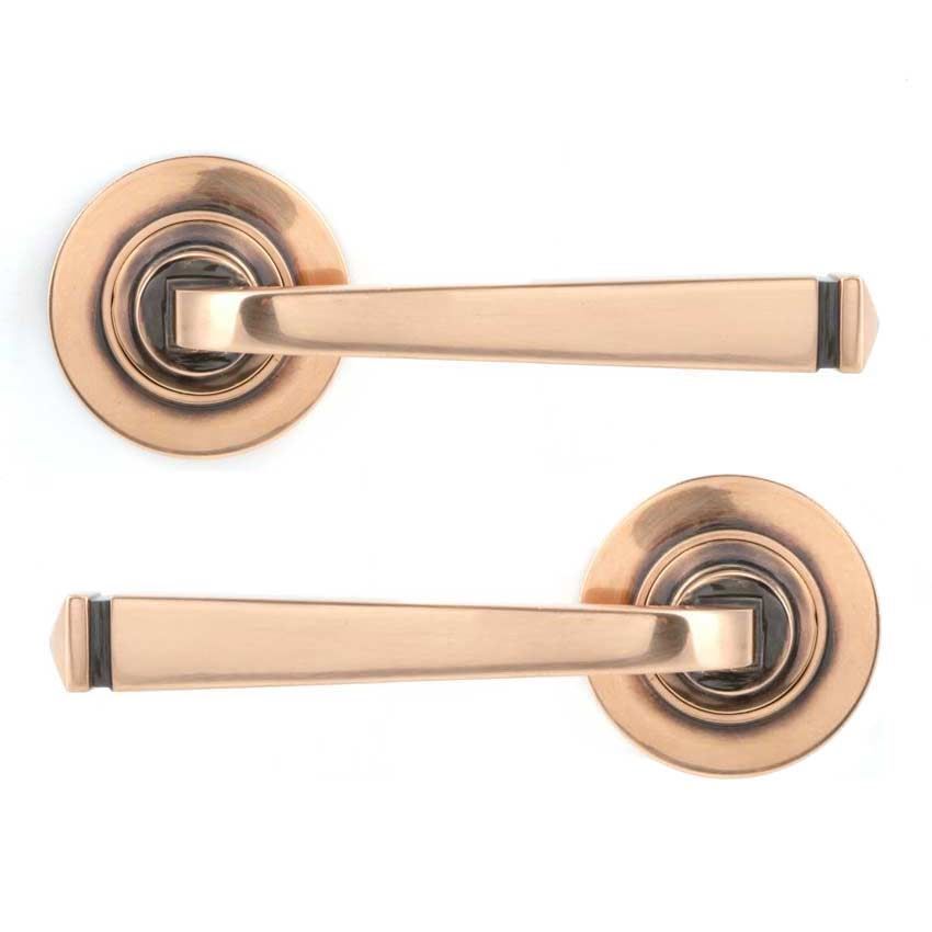 Polished Bronze Avon Round Lever on a Plain Rose (Unsprung) - 50061