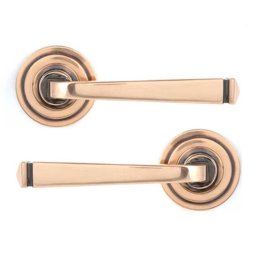 Polished Bronze Avon Round Lever on an Art Deco Rose (Unsprung) - 50062 