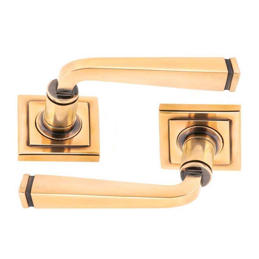Polished Bronze Avon Round Lever on a Square Rose (Unsprung) - 50064