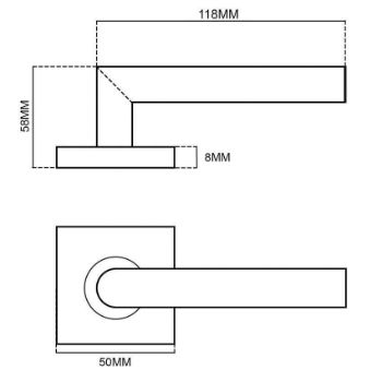 Mensa Lever on Square Rose - RMSQ050CP