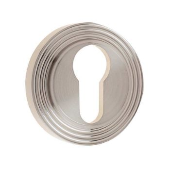 Burlington Euro Profile Escutcheon with a Reeded Rose - Satin Nickel - BUR61SN BUR74SN  Burlington Euro Profile Escutcheon with a Reeded Rose - Satin Nickel - BUR61SN BUR74SN