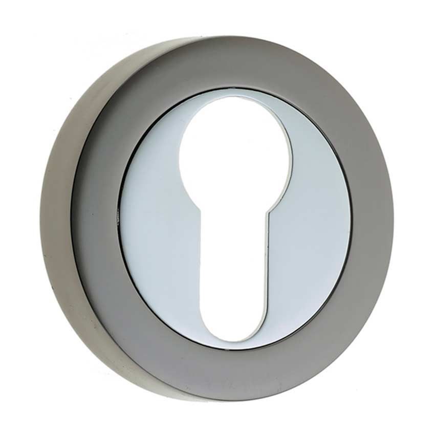 Jedo Euro Profile Escutcheon - Polished Chrome/Black Nickel- JV503EPCBN