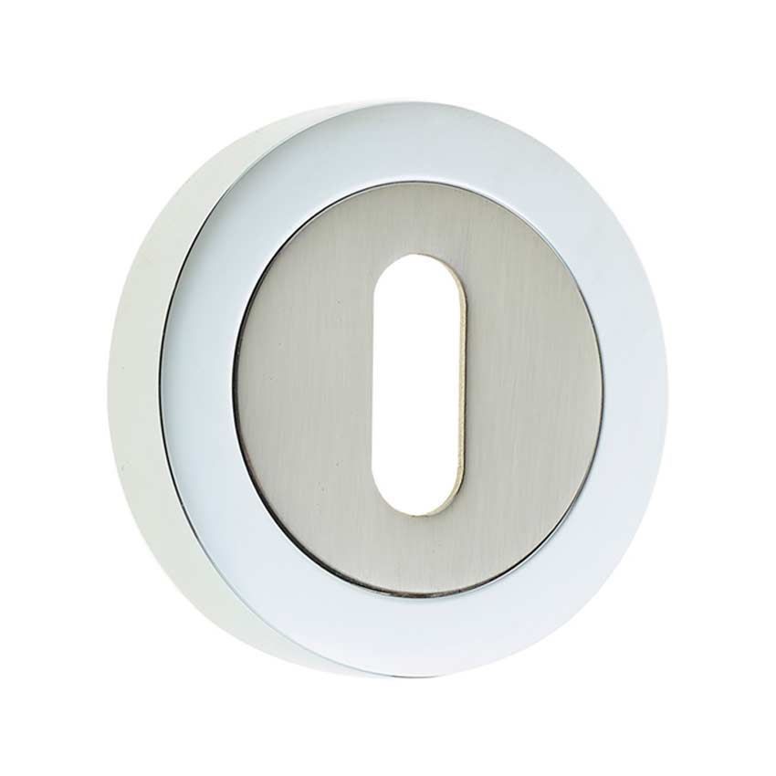 Jedo Standard Key Profile Escutcheon - Polished Chrome/Satin Nickel - JV503PCSN 