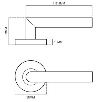 Jedo Gamma Door Handle- Satin Chrome- JV509SC 