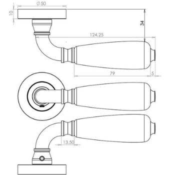 Jedo Oxford White China Door Handle- Polished Chrome- JC6002PC 