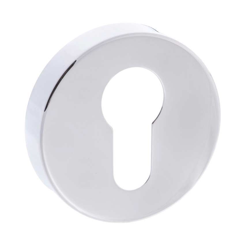 Forme Round Euro-Cylinder Escutcheon in Polished Chrome 