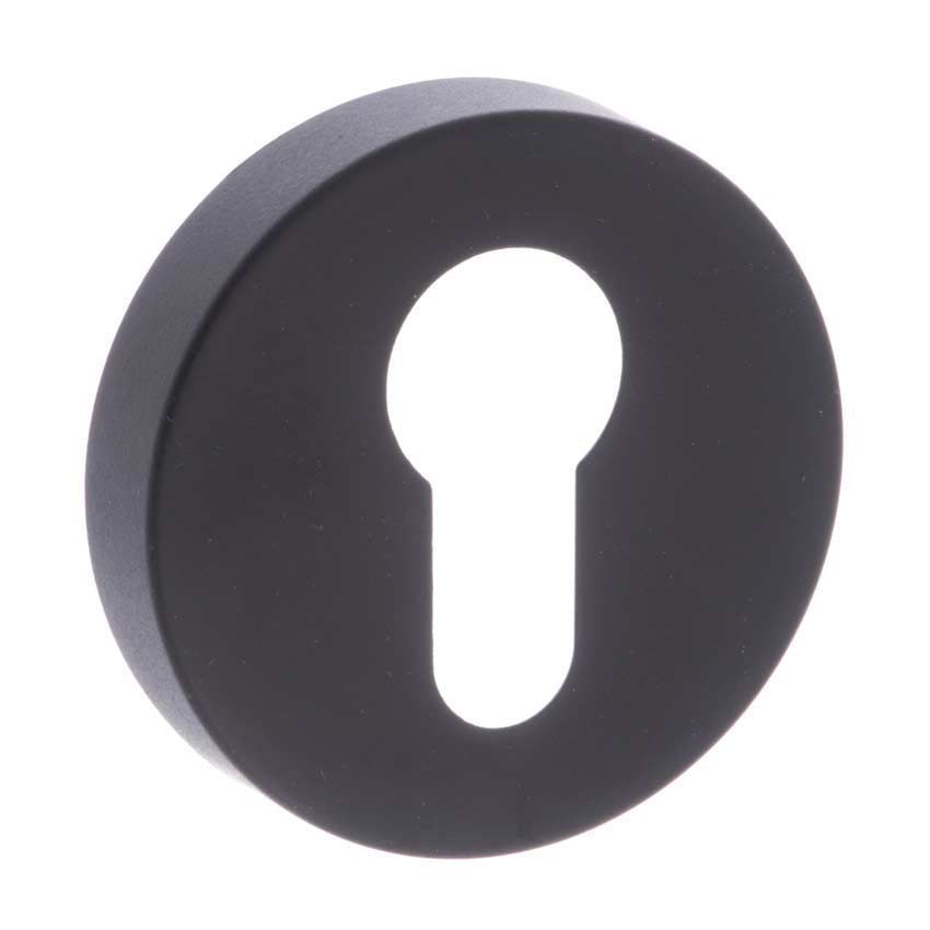 Forme Round Euro-Cylinder Escutcheon in Matt Black