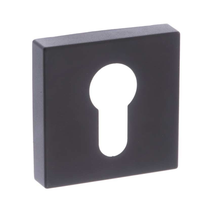 Forme Square Euro-Cylinder Escutcheon in Matt Black 