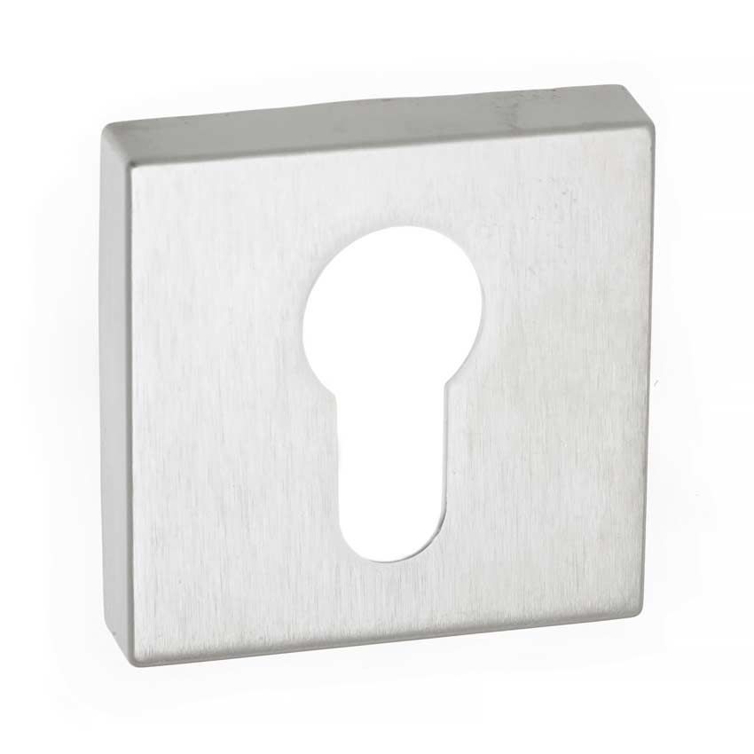 Forme Square Euro-Cylinder Escutcheon in Satin Chrome 