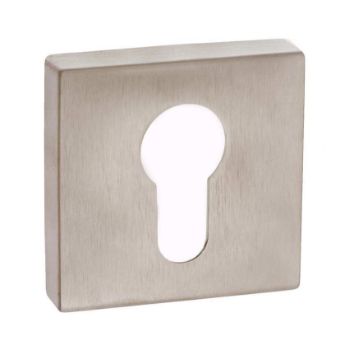 Forme Square Euro-Cylinder Escutcheon in Satin Nickel Forme Square Euro-Cylinder Escutcheon in Satin Nickel