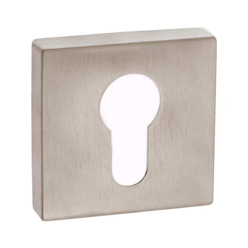 Forme Square Euro-Cylinder Escutcheon in Satin Nickel