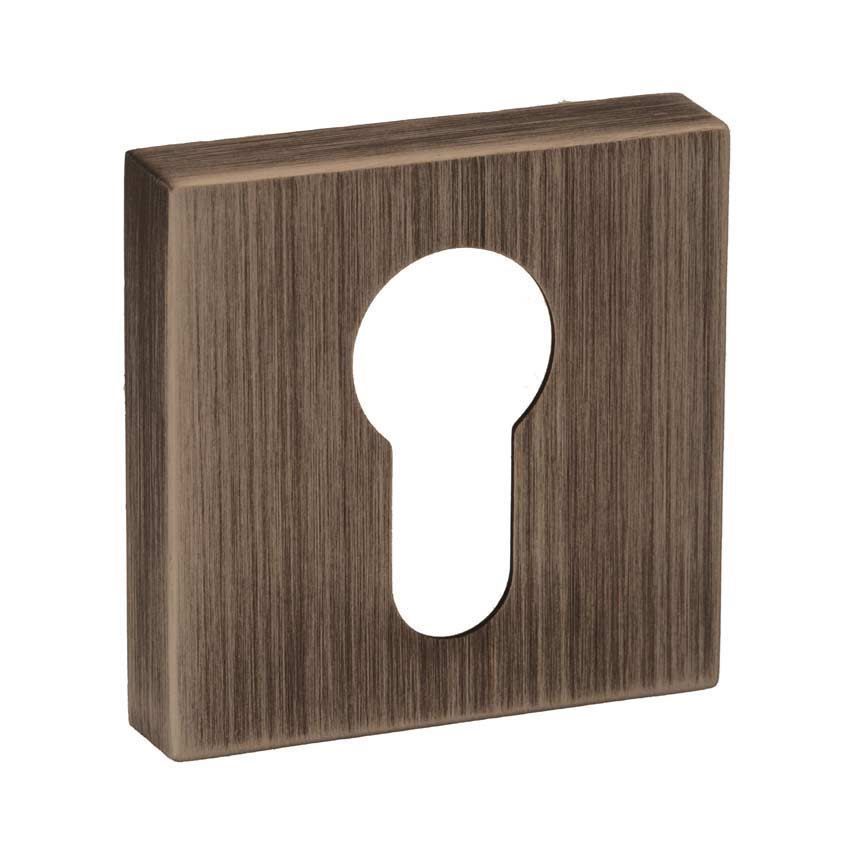 Forme Square Euro-Cylinder Escutcheon in Urban Bronze